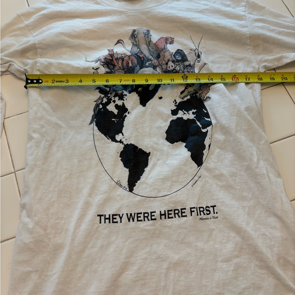 They Were Here First earth animal planet long sleeve white shirt save world top - Picture 4 of 11